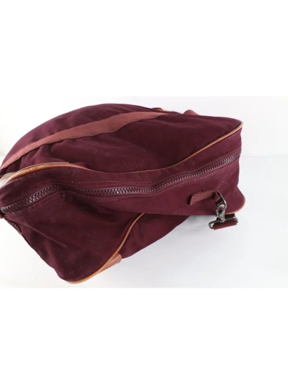 Vintage 90s Lands End Deluxe Square Rigger Distressed Canvas Leather Bag Red USA